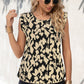 Leopard Print Round Neck Capped Sleeve Blouse