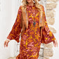 Floral Ruffle Hem Bell Sleeve Dress
