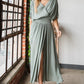 HEYSON Full Size Napa Valley Gauze Surplice Midi Dress