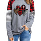 Mixed Print Heart Graphic Raglan Sleeve Top