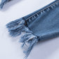 Distressed Frayed Hem Cropped Jeans