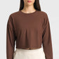 Dropped Shoulder Round Neck Cropped Sports Top