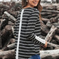 Striped Lace Button Detail Top