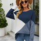 Color Block Rib-Knit Round Neck Sweater