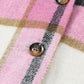 Plaid Button Front Brushed Hooded Jacket