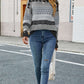 Geometric Dropped Shoulder Round Neck Sweater