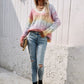 Tie-Dye V-Neck Drop Shoulder Pullover Sweater