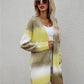 Multicolored Gradient Open Front Longline Cardigan