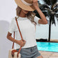 Cable-Knit Round Neck Short Sleeve Knit Top
