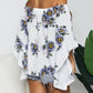 Floral Print Off-Shoulder Flounce Sleeve Blouse