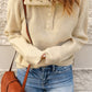 Half Button Dropped Shoulder Ribbed Sweater