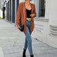 Toggle Closure Ribbed Trim Dropped Shoulder Cardigan
