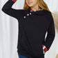 Girls Plaid Decorative Button Hoodie with Pockets