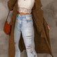 Ribbed Trim Belted Duster Sweater Cardigan
