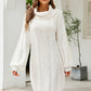 Mixed Knit Turtleneck Lantern Sleeve Sweater Dress