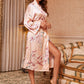 Floral Drop Shoulder Tie Waist Satin Robe