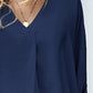 Plus Size Roll-Tab Sleeve Slit Blouse