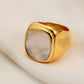 Stainless Steel 18K Gold-Plated Inlaid Shell Ring