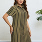 Plus Size Striped Short Sleeve Shirt Dress