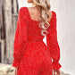 Polka Dot Ruched Smocked Flounce Sleeve Romper