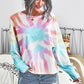 Tie-Dye Boat Neck Batwing Sleeve Tee