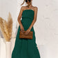 Strapless Tie Waist Tiered Maxi Dress