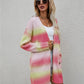 Multicolored Gradient Open Front Longline Cardigan