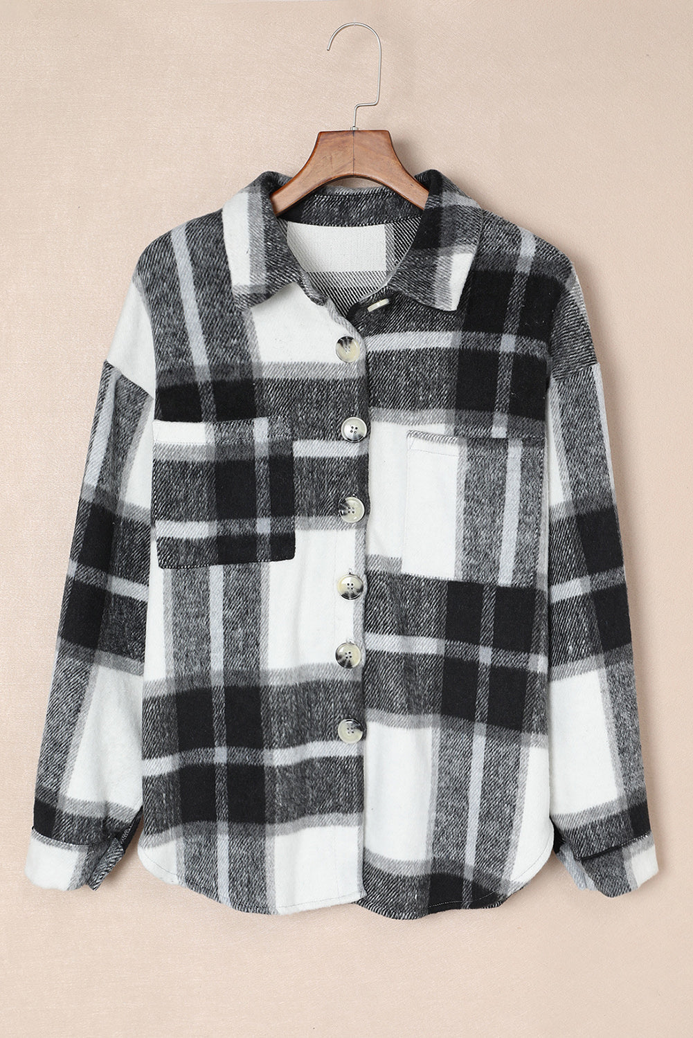 Plaid Brushed Button-Up Shacket