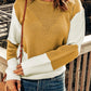 Two-Tone Openwork Rib-Knit Sweater
