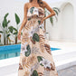 Printed Layered Strapless Maxi Dress