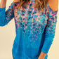 Floral Cold-Shoulder Long Sleeve Round Neck Top