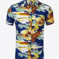 Tropical Print Button-Up Beach Shirt