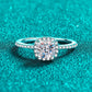 1 Carat Moissanite 925 Sterling Silver Halo Ring