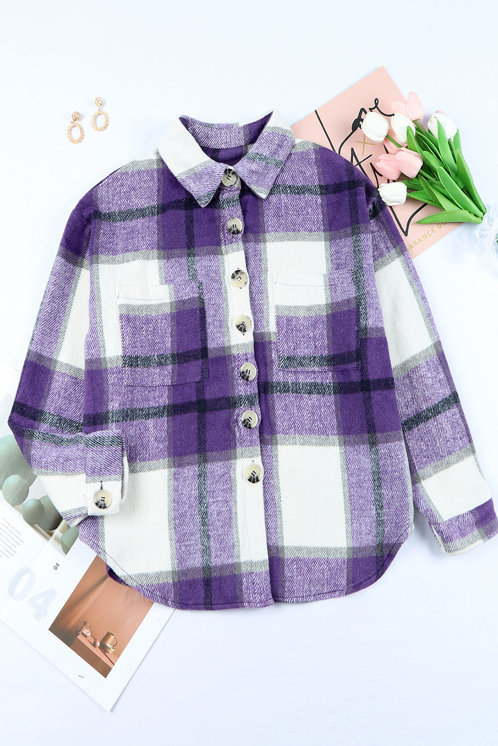 Plaid Brushed Button-Up Shacket