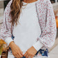 Floral Lantern Sleeve Round Neck Top