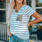 Striped Notched Neck T-Shirt