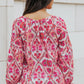 Floral Button-Up Flounce Sleeve Blouse