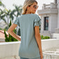 Eyelet Layered Flutter Sleeve V-Neck Top