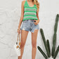 Striped Ribbed Trim Knit Tank