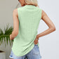 Notched Neck Curved Hem Eyelet Tank