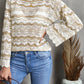 Wavy Stripe Scalloped Hem Openwork Knit Top