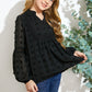 Girls Swiss Dot Spliced Lace Notched Blouse