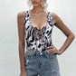 Animal Print Lace-Up Sleeveless Bodysuit