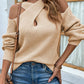 Crisscross Cold-Shoulder Rib-Knit Sweater
