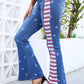 Full Size US Flag Slit Flare Jeans