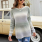 Gradient Waffle-Knit Dropped Shoulder Sweater