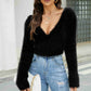 Fuzzy Surplice Cropped Sweater