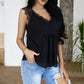 Eyelash Trim Spliced Lace V-Neck Tank