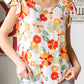 Floral Flutter Sleeve Round Neck Blouse