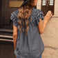 Tie-Neck Flutter Sleeve Blouse